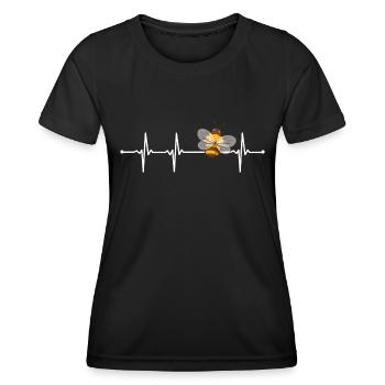 Herzschlag Biene Imker Honigbienen - Frauen Funktions-T-Shirt - Schwarz - Vorne - AI Model Female 172 light (172cm)
