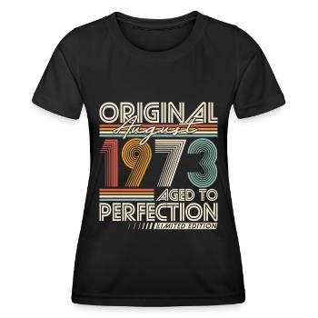 Août 1973 Vintage Rétro Anniversaire Vintage - T-shirt sport Femme - noir - Devant - AI Model Female 172 light (172cm)