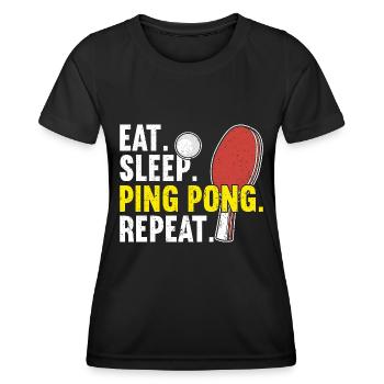 Ping Pong Table Tennis Ping-Pong - Women's Functional T-Shirt - black - Front - AI Model Female 172 light (172cm)