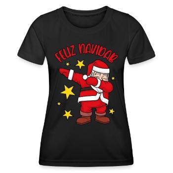 Feliz Navidad Dabbing Weihnachtsmann Feliz NaviDAB - Frauen Funktions-T-Shirt - Schwarz - Vorne - AI Model Female 172 light (172cm)
