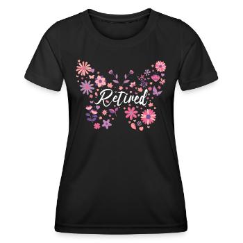 Schmetterling Junge Rentnerin Frau Ruhestand - Frauen Funktions-T-Shirt - Schwarz - Vorne - AI Model Female 172 light (172cm)
