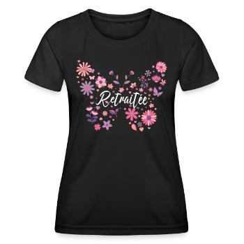 Papillon Jeune Retraitée Femme Retraite - T-shirt sport Femme - noir - Devant - AI Model Female 172 light (172cm)