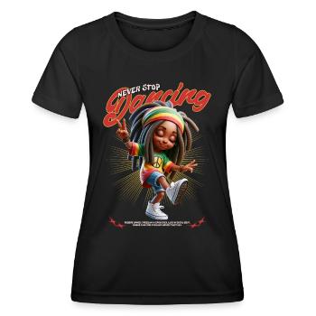N’arrête jamais de danser Reggae Rasta Girl - T-shirt sport Femme - noir - Devant - AI Model Female 172 light (172cm)