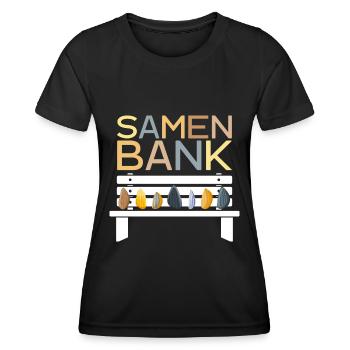 LUSTIG GARTEN GÄRTNER SAMENBANK - Frauen Funktions-T-Shirt - Schwarz - Vorne - AI Model Female 172 light (172cm)