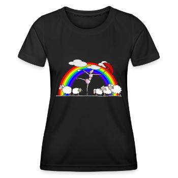 Tanzendes Schaf - Frauen Funktions-T-Shirt - Schwarz - Vorne - AI Model Female 172 light (172cm)