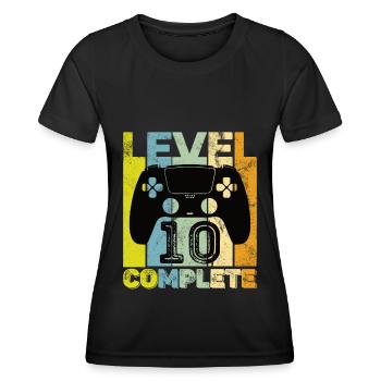 Gaming Gambling 10th Birthday Level 10 Complete - Women's Functional T-Shirt - black - Front - AI Model Female 172 light (172cm)