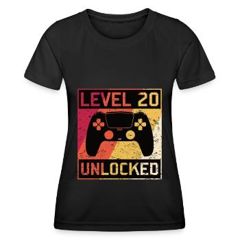 Gaming Gaming 20 Birthday Level 20 Unlocked - Women's Functional T-Shirt - black - Front - AI Model Female 172 light (172cm)
