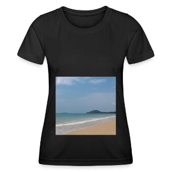 Strand mit Meer und blauem Himmel - Frauen Funktions-T-Shirt - Schwarz - Vorne - AI Model Female 172 light (172cm)