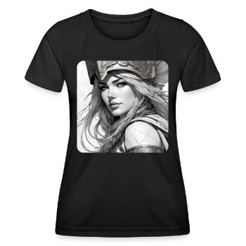 Fantasy Anime Fille Viking Germanique Trigues Moyen Âge - T-shirt sport Femme - noir - Devant - AI Model Female 172 light (172cm)