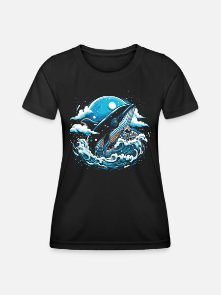 Weltraum-Wal-Fantasie - Frauen Funktions-T-Shirt - Schwarz