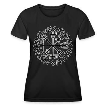 Wikinger Kompass Vegvisir - Frauen Funktions-T-Shirt - Schwarz - Vorne - AI Model Female 172 light (172cm)