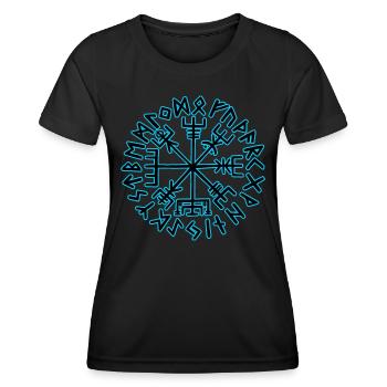 Wikinger Kompass Vegvisir - Frauen Funktions-T-Shirt - Schwarz - Vorne - AI Model Female 172 light (172cm)