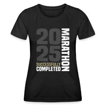 Marathon 2025 - Frauen Funktions-T-Shirt - Schwarz - Vorne - AI Model Female 172 light (172cm)