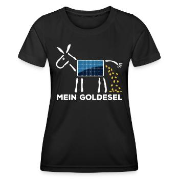 Märchen werden wahr - Mein Goldesel - Photovoltaik - Frauen Funktions-T-Shirt - Schwarz - Vorne - AI Model Female 172 light (172cm)