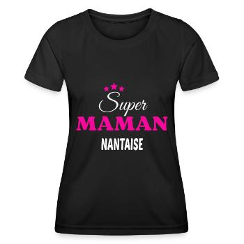 Super maman Nantaise citation - T-shirt sport Femme - noir - Devant - AI Model Female 172 light (172cm)