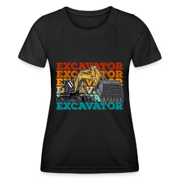 Bagger Bagger Bagger Bauarbeiter - Frauen Funktions-T-Shirt - Schwarz - Vorne - AI Model Female 172 light (172cm)