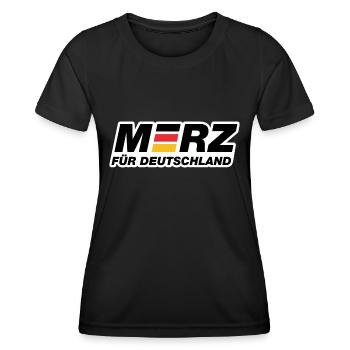Merz für Deutschland - Kanzler - Kanzlerkandidat - Frauen Funktions-T-Shirt - Schwarz - Vorne - AI Model Female 172 light (172cm)