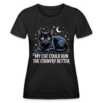 Meine Katze würde das Land besser regieren - Frauen Funktions-T-Shirt - Schwarz - Vorne - AI Model Female 172 light (172cm)