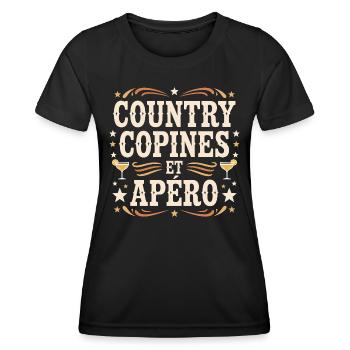 Country Copines Et Apéro Femme Humour - T-shirt sport Femme - noir - Devant - AI Model Female 172 light (172cm)