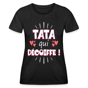 Femme Tata Qui Décoiffe Meilleure Tata - T-shirt sport Femme - noir - Devant - AI Model Female 172 light (172cm)