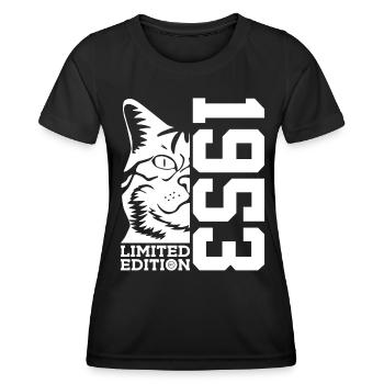 LIMITED EDITION 1953 CAT 73RD BIRTHDAY - Women's Functional T-Shirt - black - Front - AI Model Female 172 light (172cm)