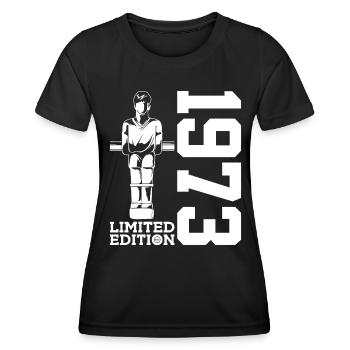 ÉDITION LIMITÉE DE FOOTBALL DE TABLE 1973 53E ANNIVERSAIRE - T-shirt sport Femme - noir - Devant - AI Model Female 172 light (172cm)