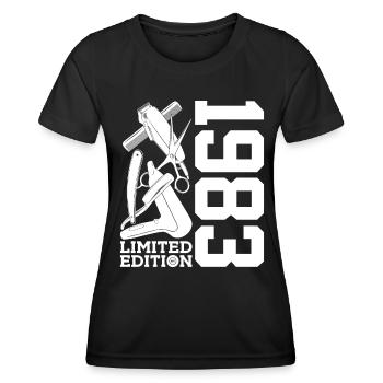 HAIRSTYLIST 1983 STYLIST 43. GEBURTSTAG FRISEUR - Frauen Funktions-T-Shirt - Schwarz - Vorne - AI Model Female 172 light (172cm)