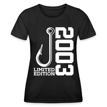 LIMITED EDITION 2003 ANGLER 23RD BIRTHDAY FISHING - Women's Functional T-Shirt - black - Front - AI Model Female 172 light (172cm)