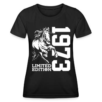 53E ANNIVERSAIRE CHEVAL ÉDITION LIMITÉE 1973 ÉQUITATION - T-shirt sport Femme - noir - Devant - AI Model Female 172 light (172cm)