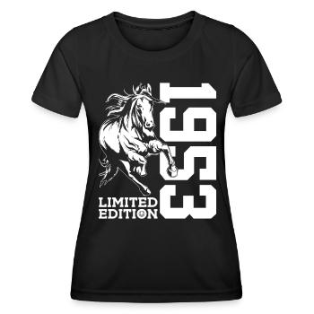 73RD BIRTHDAY HORSE LIMITED EDITION 1953 RIDING - Women's Functional T-Shirt - black - Front - AI Model Female 172 light (172cm)