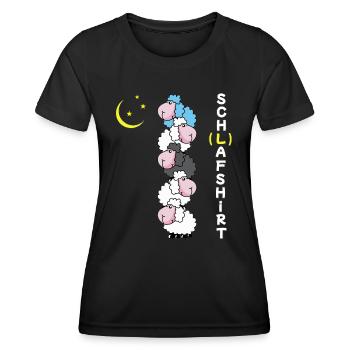 Schaf Schlafshirt Schafe Lustig Morgenmuffel müde - Frauen Funktions-T-Shirt - Schwarz - Vorne - AI Model Female 172 light (172cm)