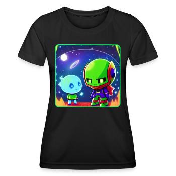 Extraterrestres mignons - T-shirt sport Femme - noir - Devant - AI Model Female 172 light (172cm)