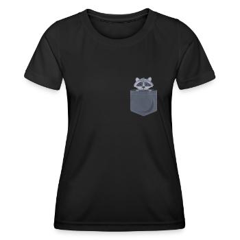 Raton laveur - mignon - sac - T-shirt sport Femme - noir - Devant - AI Model Female 172 light (172cm)