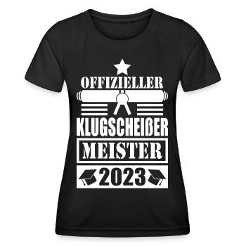 Meister Abschluss 2023 Offizieller Klugscheißer - Frauen Funktions-T-Shirt - Schwarz - Vorne - AI Model Female 172 light (172cm)