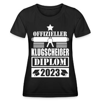 Diplom Abschluss 2023 offizieller Klugscheißer - Frauen Funktions-T-Shirt - Schwarz - Vorne - AI Model Female 172 light (172cm)