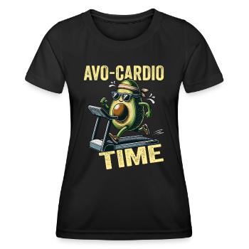 Avo-Cardio Time Fitness Vegan Avocardio Avocado - Frauen Funktions-T-Shirt - Schwarz - Vorne - AI Model Female 172 light (172cm)