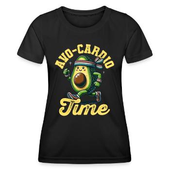 Avo-Cardio Time Fitness Vegan Avocardio Avocado - Frauen Funktions-T-Shirt - Schwarz - Vorne - AI Model Female 172 light (172cm)