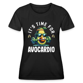 It's Time For Avocardio Gym Fitness Vegan Avocado - Women's Functional T-Shirt - black - Front - AI Model Female 172 light (172cm)