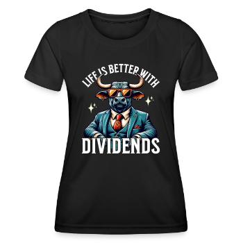 Life is better with Dividends Dividenden Investor - Women's Functional T-Shirt - black - Front - AI Model Female 172 light (172cm)