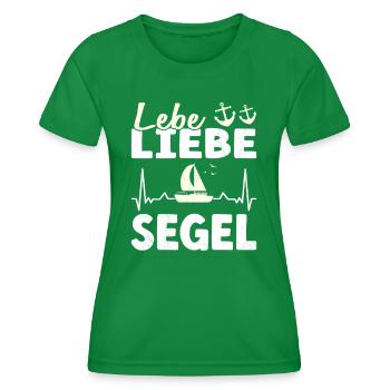 Lebe Liebe Segel Skipper Kapitän Segeln & Segler - Frauen Funktions-T-Shirt - Kelly Green - Vorne - AI Model Female 172 dark (172cm)