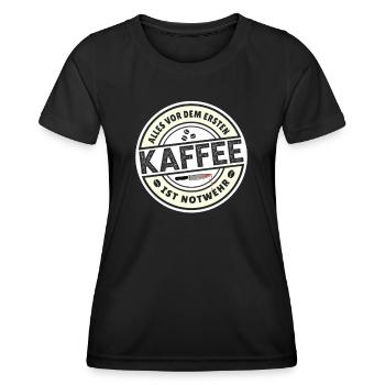 Everything before the first coffee is self-defense coffee - Women's Functional T-Shirt - black - Front - AI Model Female 172 light (172cm)