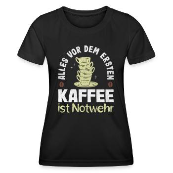 Everything before the first coffee is self-defense coffee - Women's Functional T-Shirt - black - Front - AI Model Female 172 light (172cm)