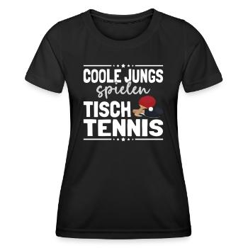 Coole Jungs spielen Tischtennis lustiges Ping Pong - Frauen Funktions-T-Shirt - Schwarz - Vorne - AI Model Female 172 light (172cm)