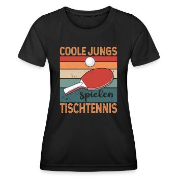 Mecs cool jouant au ping-pong de table rétro - T-shirt sport Femme - noir - Devant - AI Model Female 172 light (172cm)