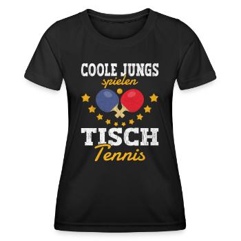 Mecs cool jouant au ping-pong de table drôle - T-shirt sport Femme - noir - Devant - AI Model Female 172 light (172cm)