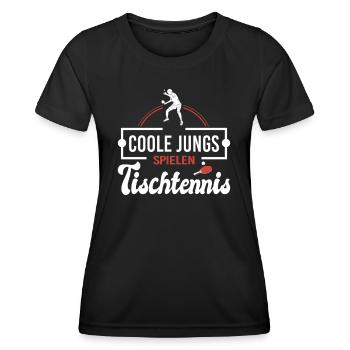 Coole Jungs spielen Tischtennis lustiges Ping Pong - Frauen Funktions-T-Shirt - Schwarz - Vorne - AI Model Female 172 light (172cm)