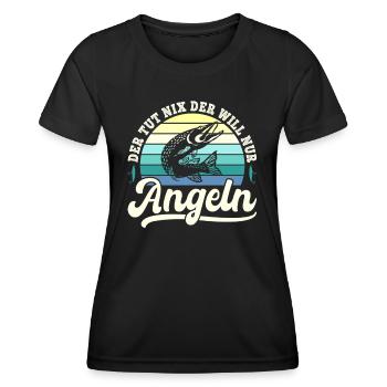 Der tut nix der will nur Angeln Angelsport Angler - Frauen Funktions-T-Shirt - Schwarz - Vorne - AI Model Female 172 light (172cm)