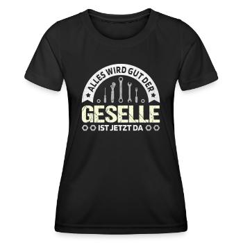 Tout va bien se passer, le compagnon est là ! Mécanicien automobile - T-shirt sport Femme - noir - Devant - AI Model Female 172 light (172cm)