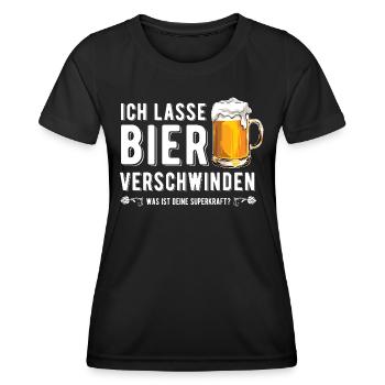 Ich lasse Bier verschwinden - Bierkenner - Spruch - Frauen Funktions-T-Shirt - Schwarz - Vorne - AI Model Female 172 light (172cm)