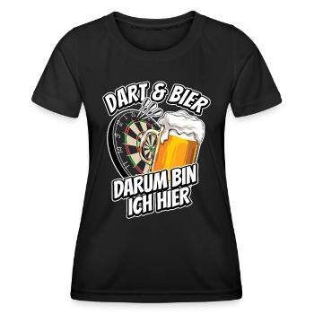 Dart & Bier - darum bin ich hier - Dartfan - Frauen Funktions-T-Shirt - Schwarz - Vorne - AI Model Female 172 light (172cm)